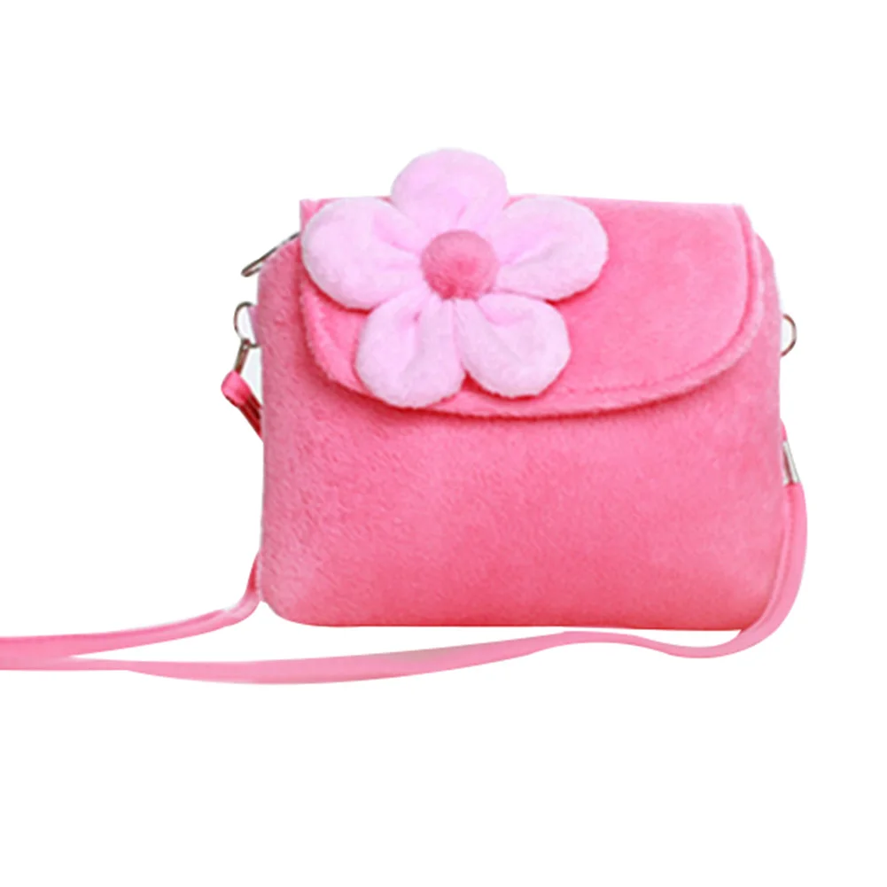 

New Kids Plush Flower Handbag Small Purse Shoulder Bag Gifts For Little Girls 2020 Fashion Crossbody Bags For Girls Bolsos Mujer