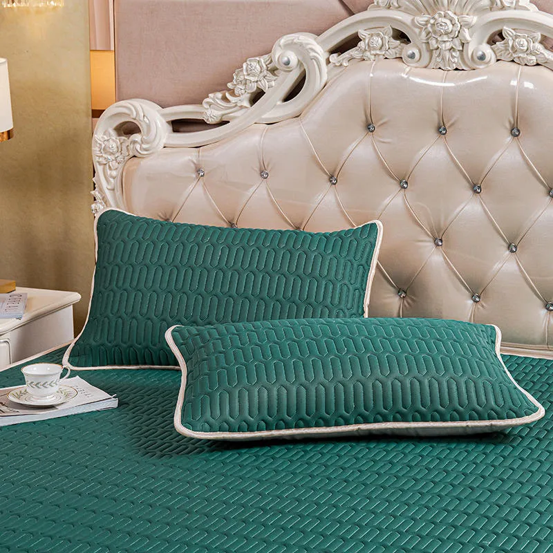 

Latex Quilting Bed Mat Kit Solid Color Soft Comfortable Sleeping Mat Summer Cool Breathable Bed Protection Pad With Pillow Case