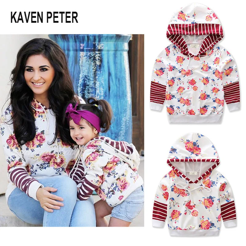 Одежда для родителей и детей семейная одежда футболка с капюшоном длинными