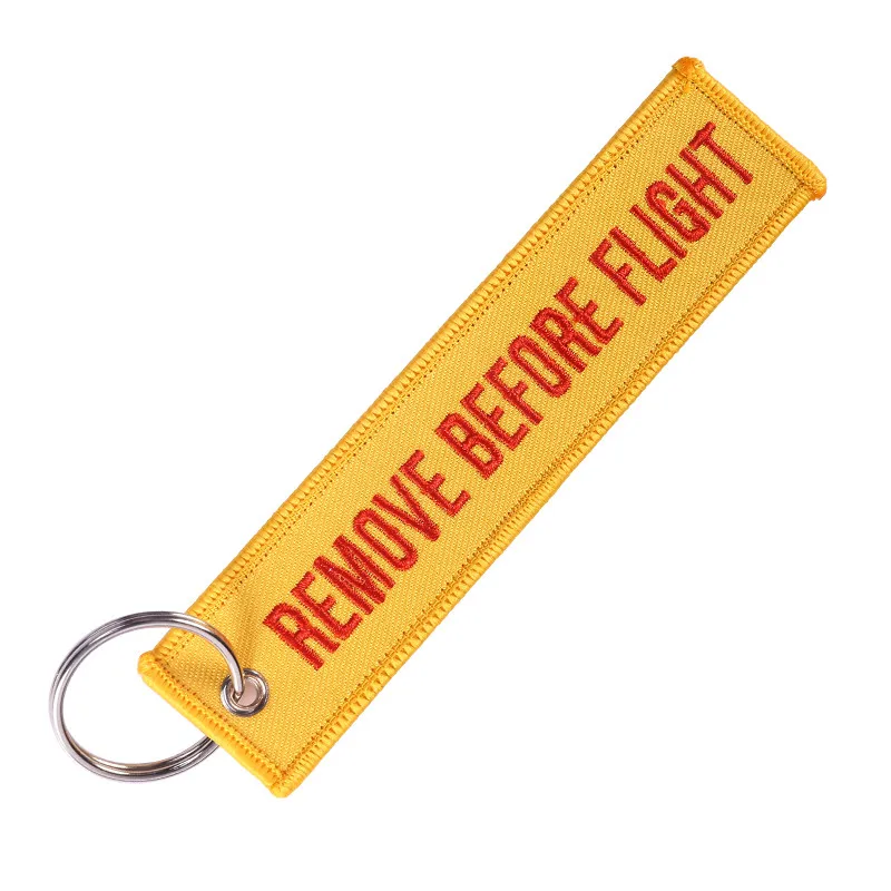 

Remove Before Flight Keychain Key Holder Orange Chaveiro Embroidery Keychain Ring for Aviation Gifts Key Ring Jewelry Key Fob