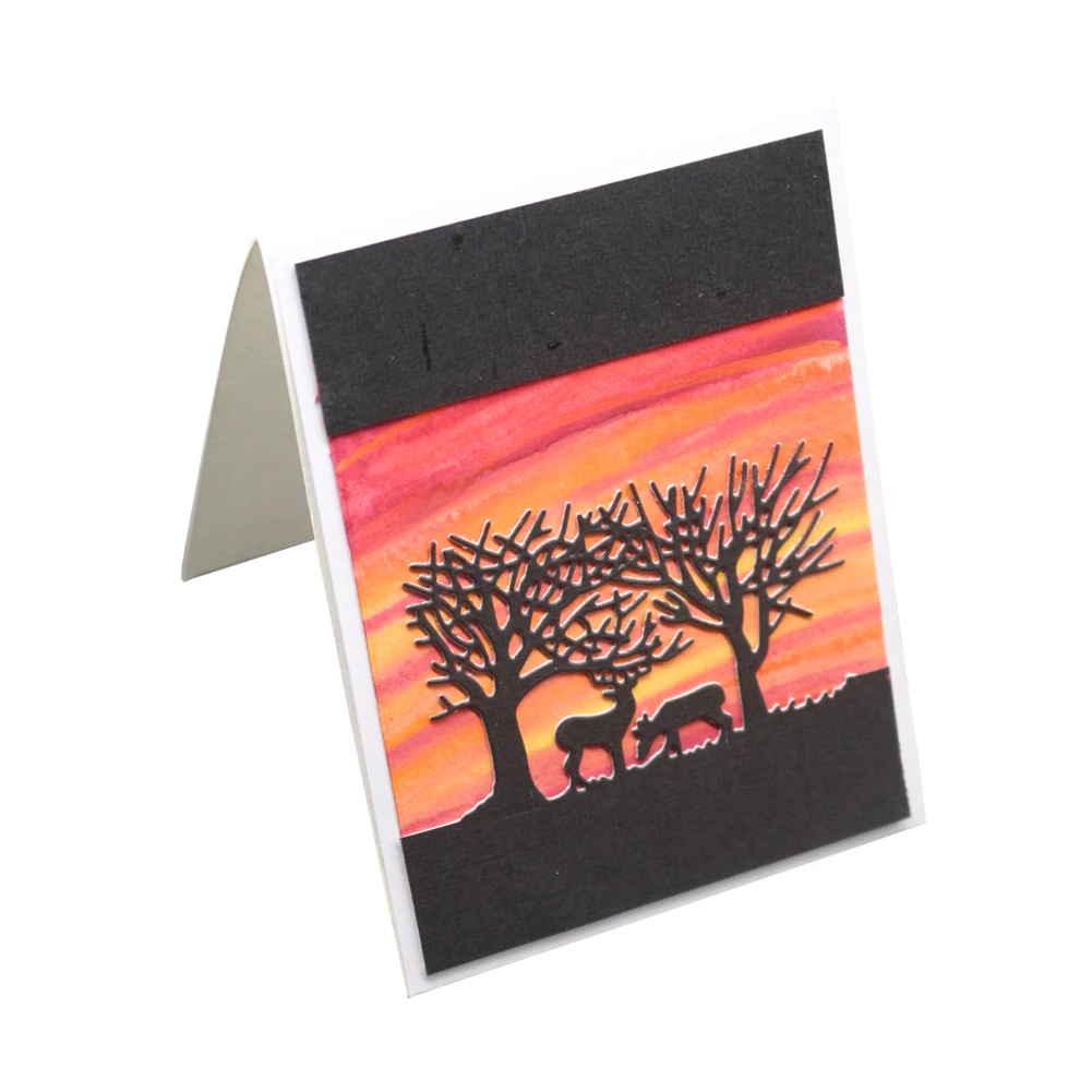 Два оленя/лес/творческий фон поздравительная открытка украшения поделки и