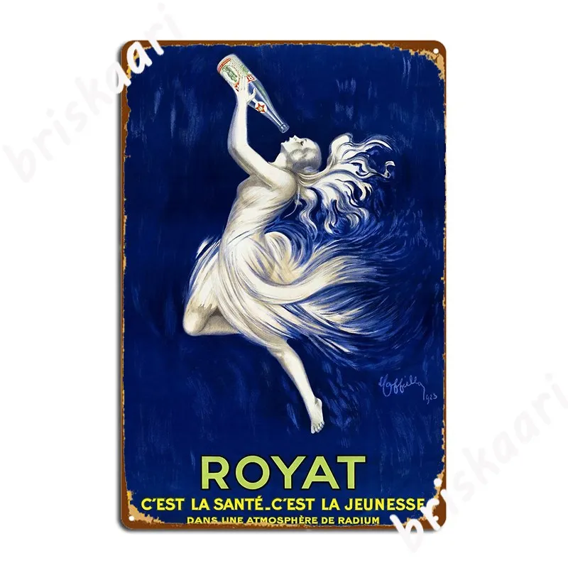 

Французский винтажный рекламный плакат Royat, Восстановленный металлический плакат 1923, украшение гаража, проектирование вечерние, оловянный ...