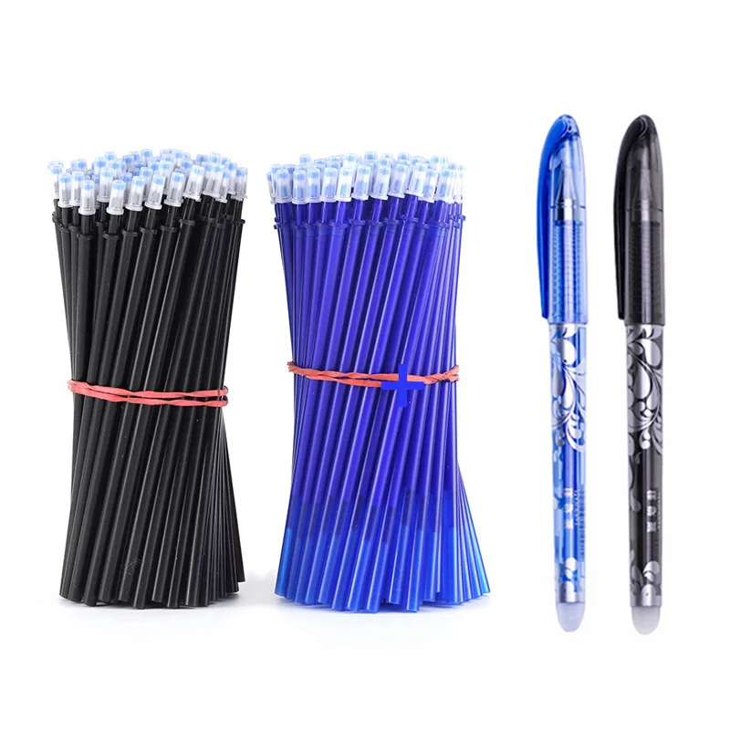 

2+50Pcs/Set Erasable Refill Rods 0.5mm Blue Black Ink Gel Pen Erasable Pen Washable Handle School Writing Stationery Gel Ink Pen