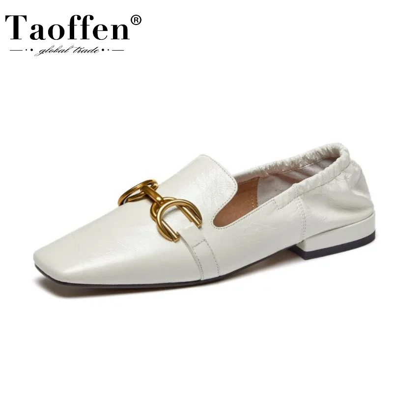 

Женские туфли на плоской подошве Taoffen, туфли размеров 34-39 из натуральной кожи с металлической пряжкой и квадратным носком