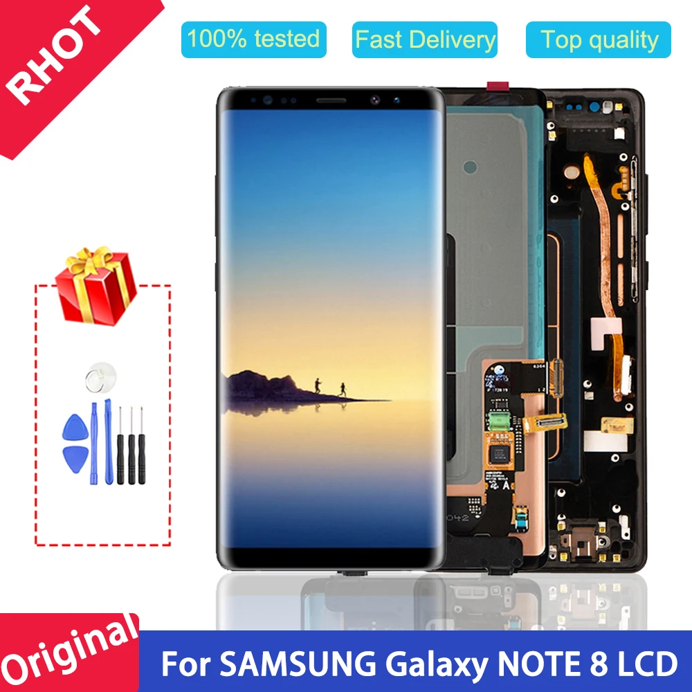 

100% Оригинальный Super AMOLED 6,3 "NOTE 8 ЖК-дисплей для SAMSUNG Galaxy Note8 N950 N950F ЖК-сенсорный экран дигитайзер в сборе