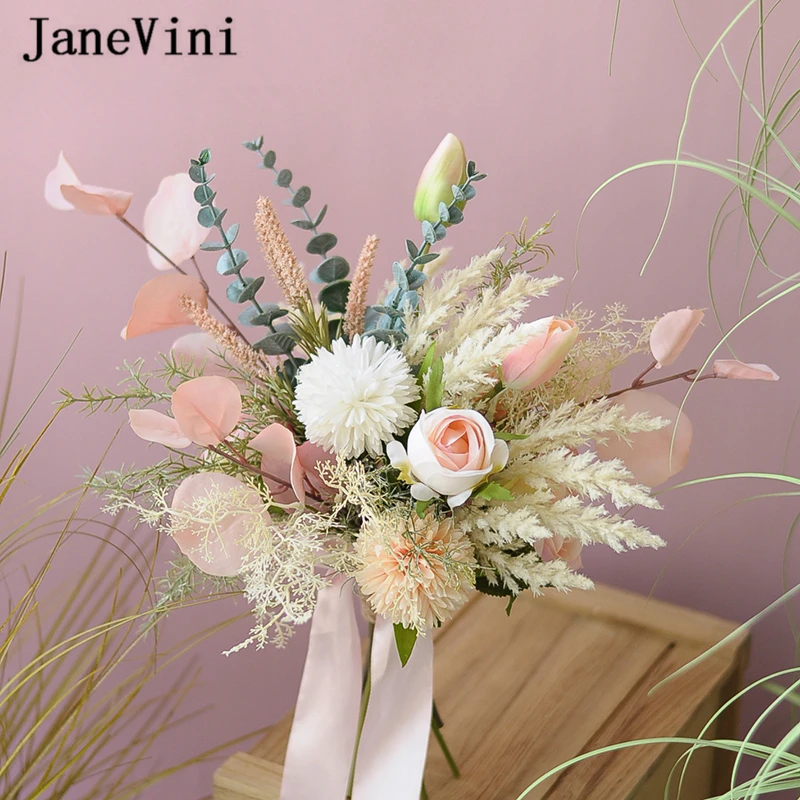 Элегантные розовые свадебные букеты JaneVini цветы бруилкофт Искусственные