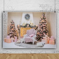 laeacco merry christmas tree photo backdrops fireplace sofa gift interior scenic child family photocall photographic background