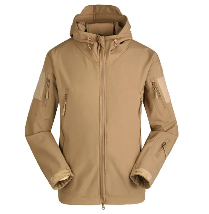 Khaki jacket Одежда для охоты, для улицы, Акула, кожа, tad, тактическая, millitary, флисовая куртка, костюм для мужчин, Лесной бой, флисовая куртка для мужчин - Цвет: Khaki jacket
