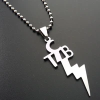10 stainless steel letter tcb english alphabet necklace english initial symbol abbreviation lightning mens necklace jewelry