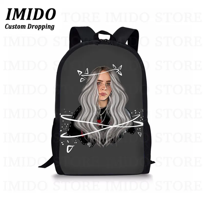 IMIDO, школьный рюкзак для девочек-подростков в стиле хип-хоп Billie Eilish, комплект из 3 предметов, школьные сумки для студентов и студентов, сумка для книг, Повседневная сумка, подарок - Цвет: as picture