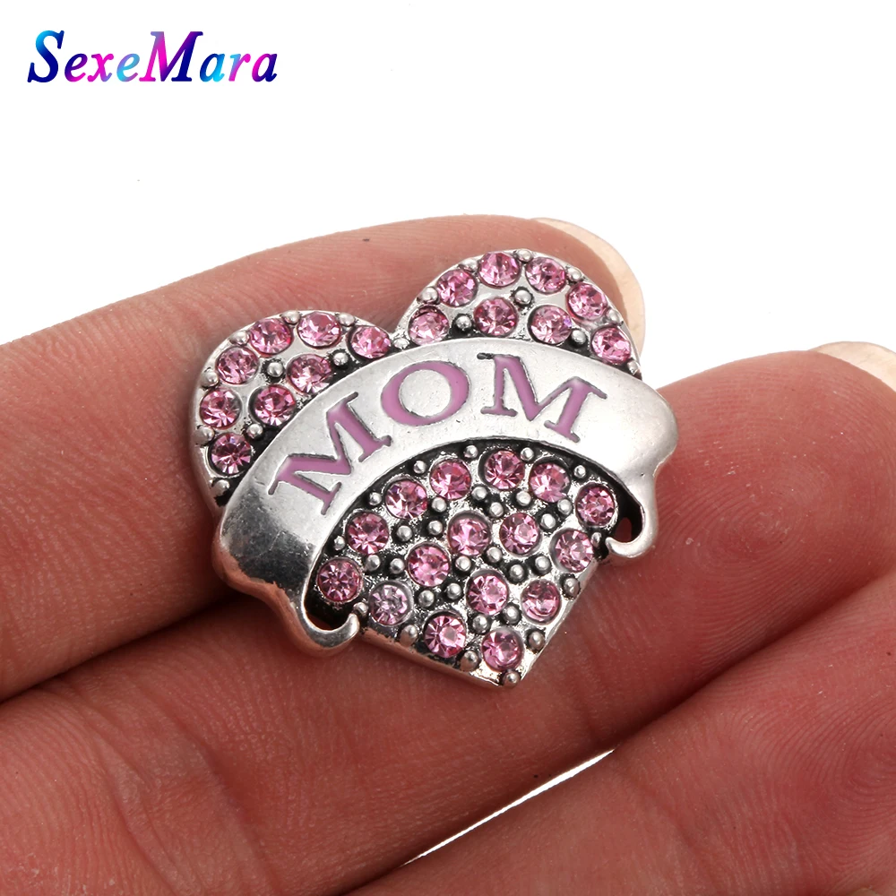 1 шт. новые ювелирные изделия с защелкой большой горный хрусталь надписи MOM Love Heart