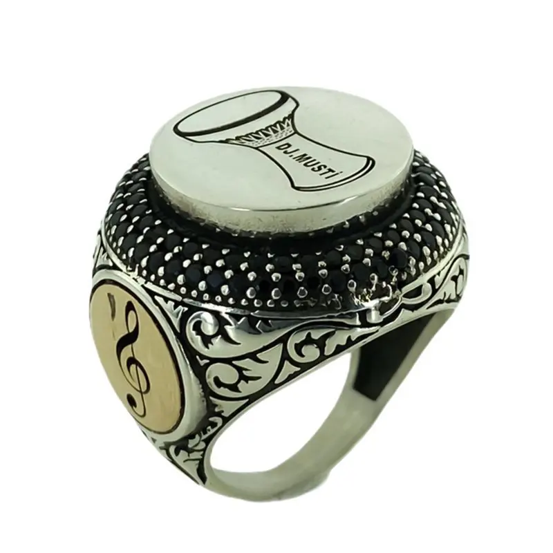 

Music Each Declaration Tomtom Percussion personalized 925 Sterling Silver ring