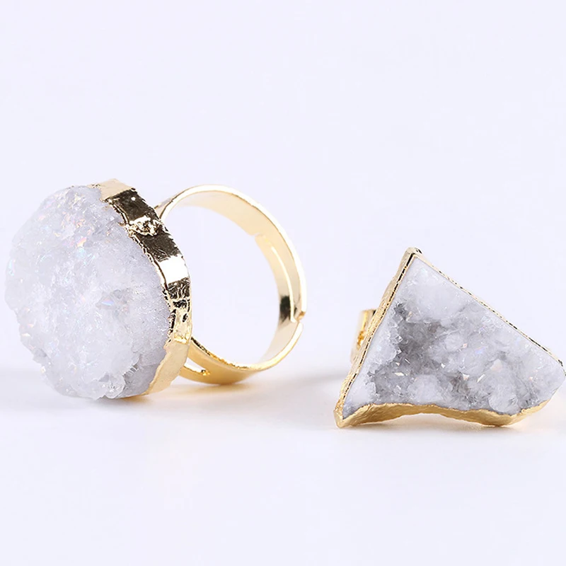 Новые Кольца M & G с натуральным кристаллом большие Регулируемые кольца модные