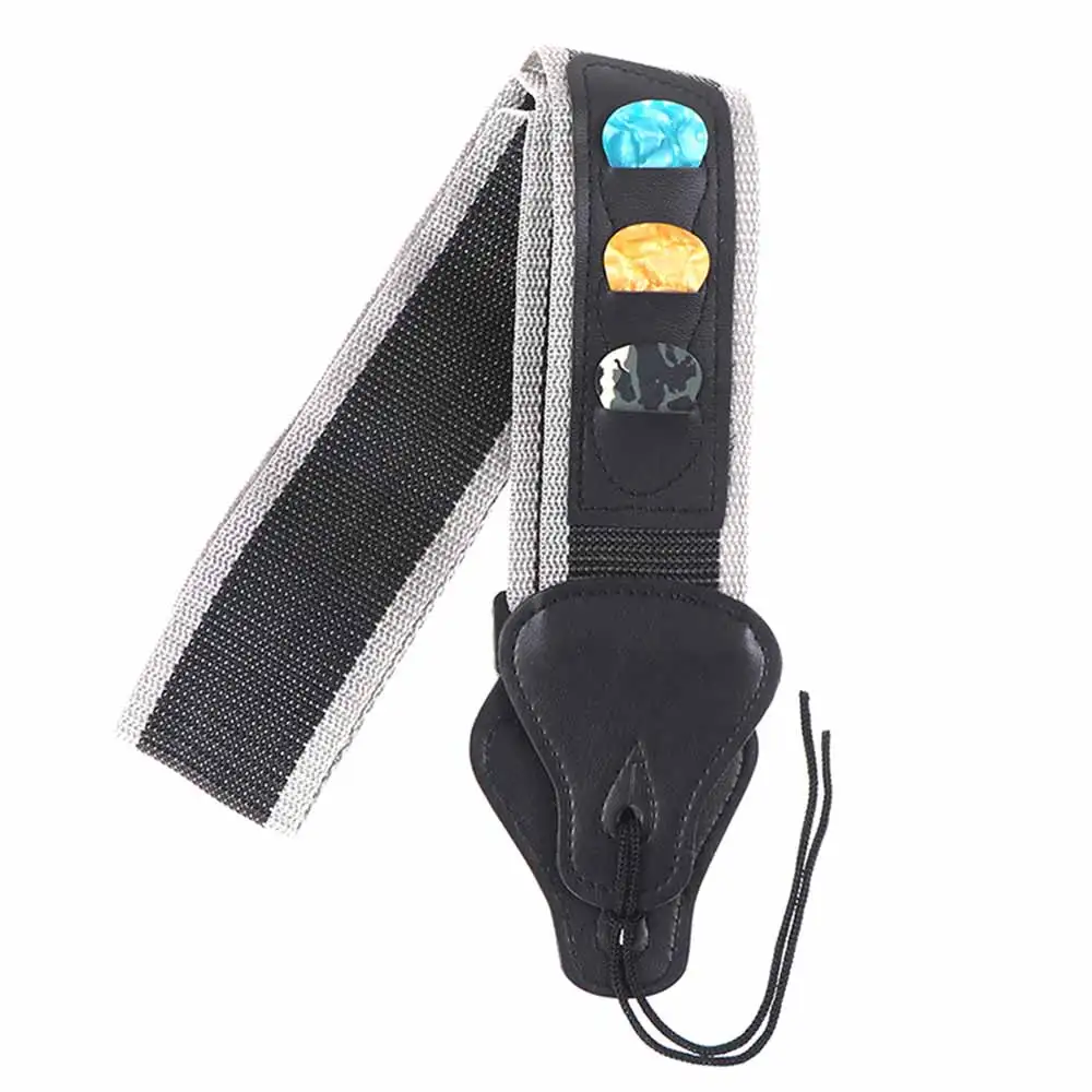 

Adjustable Guitar Strap Belt Leather Guitar Strap with 3 Plectrums Guitar Pick Holders Electric Acoustic Bass Guitar Accessories