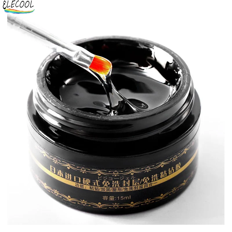 

ELECOOL Nail Gel Multi-function Nail Glue For Rhinestone Decorations Nail Polish Top Coat Hard No-Clean Seal Reinforced Adhesive