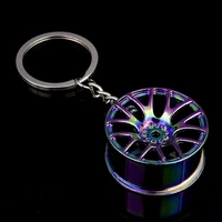 hot sale fashion wheel hub key chain zinc alloy tire styling car key ring auto modification parts key holder for automobile
