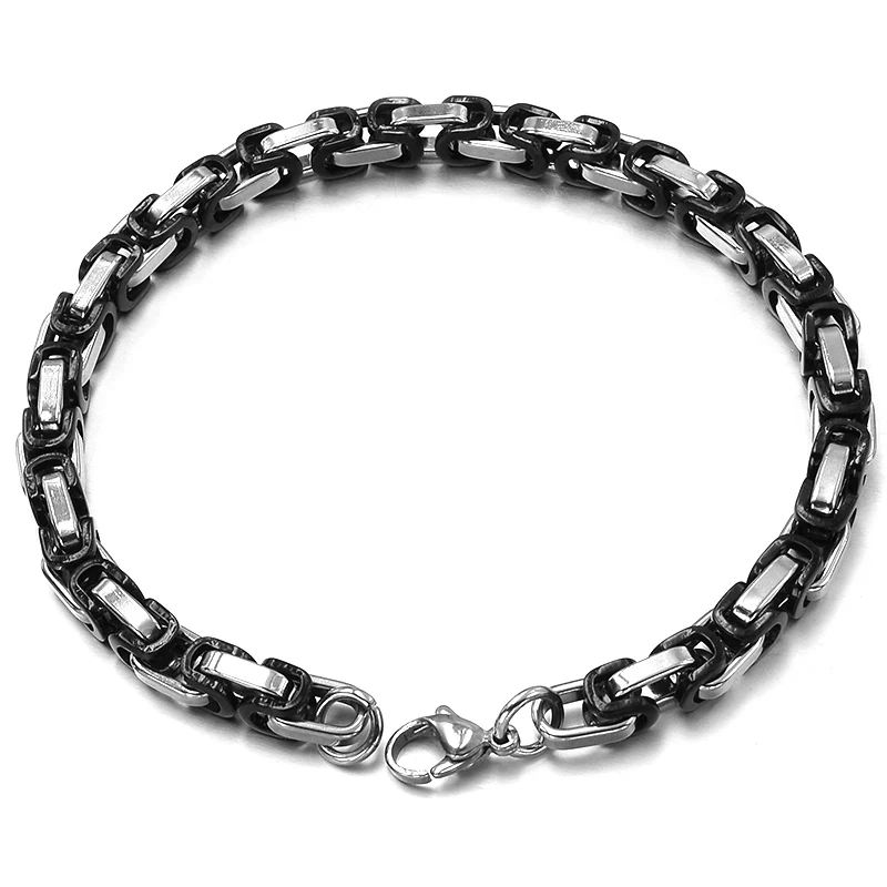 GOKADIMA черный серебряный цвет браслет из нержавеющей стали Византийская цепь