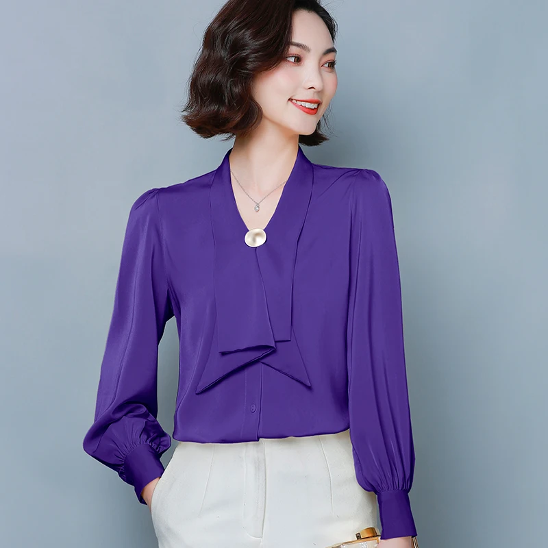 Блузка женская шифоновая с V-образным вырезом элегантная рубашка в Корейском