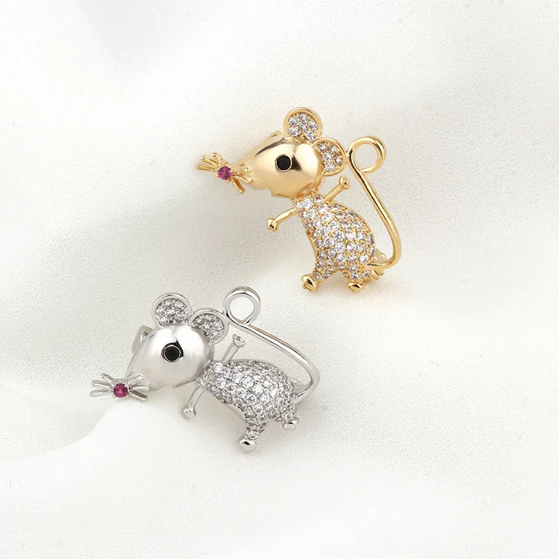 Милая мини мышь брошь Золотой Серебряный цвет булавка Роскошный Блестящий