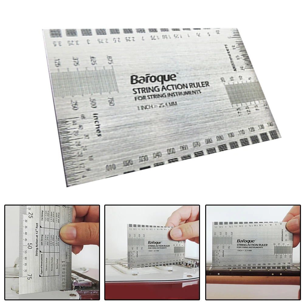 

Acoustic Electric Guitar String Action Ruler Gauge Tool Stainless Steel Portable Guitar Bass Measuring Ruler Tools Luthier Tool