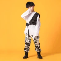 kid hip hop clothing oversized long sleeve t shirt one shouler top streetwear harajuku jogger pants for girl boy dance costume