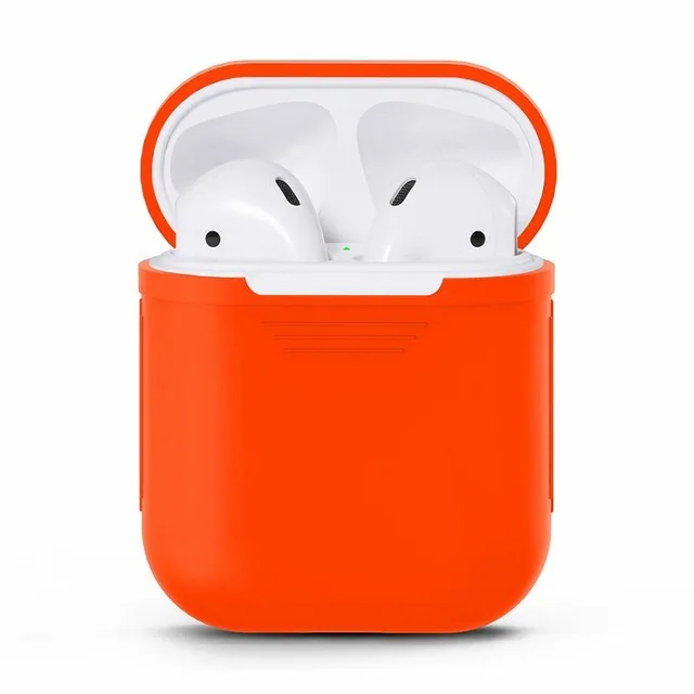 Мягкий силиконовый чехол, наушники для Apple Airpods, Bluetooth, беспроводные наушники, коробка для телефона Air Pods, вкладыши наушников, сумка - Цвет: Orange