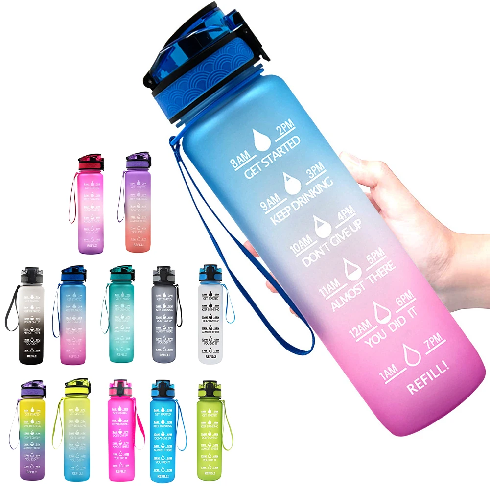 

Sport Water Bottles 1L Portable Gym Anti-fall Leak-proof Large Capacity Fitness Kettle Tritan Plastic Waterbottle