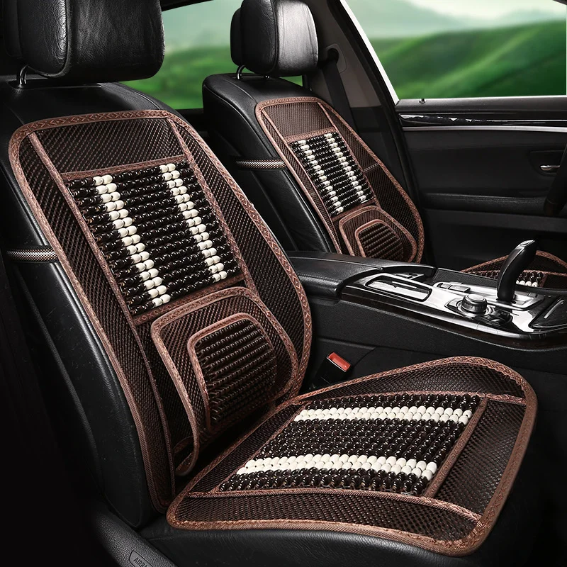 

ICHENONG Summer Single Seat Cushion Cover Wooden Bead Breathable Car Seat Cushion Cool Protective Seat Pad Auto Accessories
