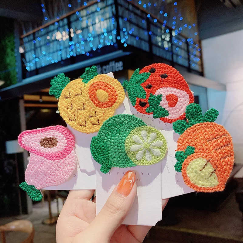 

Korean Knitted Wool Hair Pins For Girls Children Hair Accessories Hair Clips Fruit Shape Hairpin Baby Clip Hair Styling Tools
