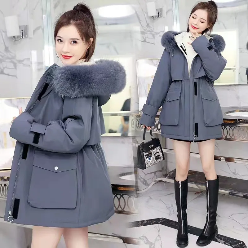 

Women Thicken Parkas Fur Liner Hooded Winter Coat Women Padded Jacket Long Parkas Jaqueta Feminina Casaco Feminino X143
