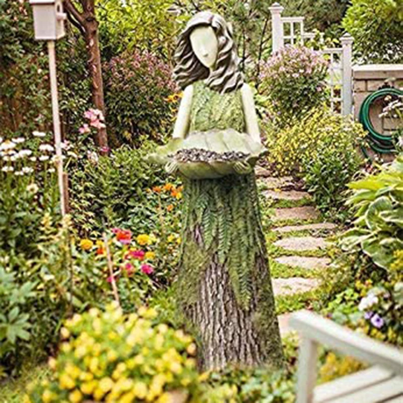 

Статуя Феи папоротника Sherwood с кормушкой для птиц, полимерное украшение, уличная садовая статуя, супер милая JA55