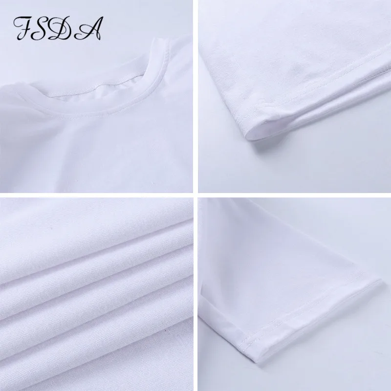 FSDA 2020 Summer Short Sleeve T Shirt Basic Women White Casual O Neck Tee Streetwear Elegant Loose Sexy Top Shirts Ladies | Женская