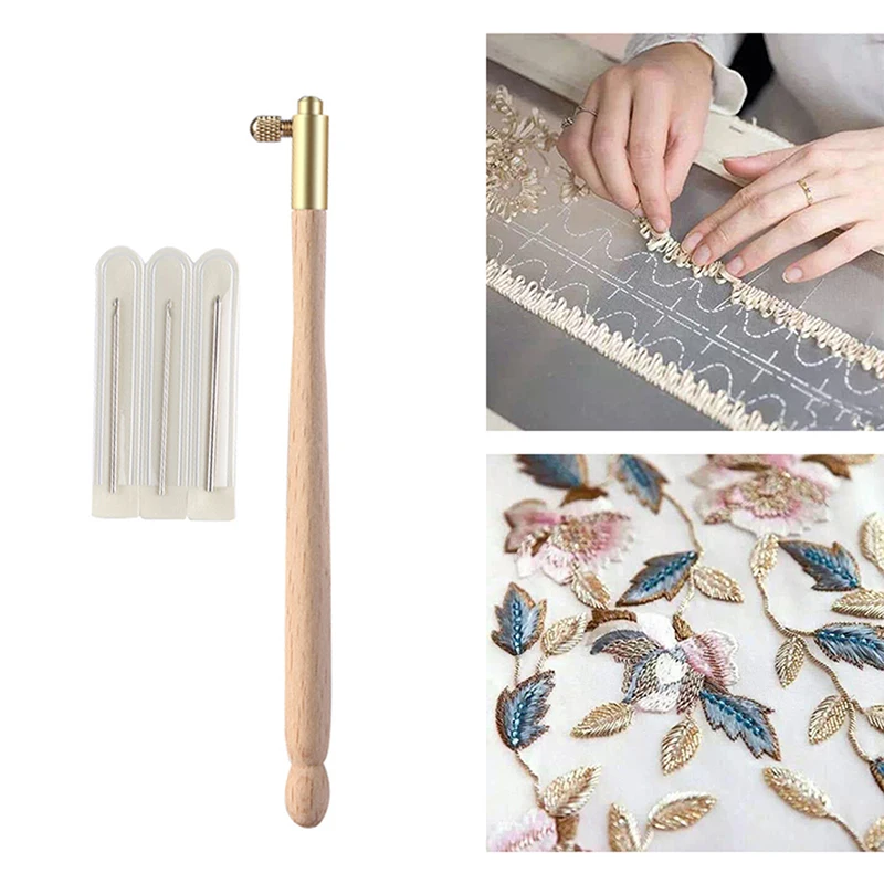 2020 деревянная ручка тамбура крючком крюк с 3 иглы французский вязание вышивка