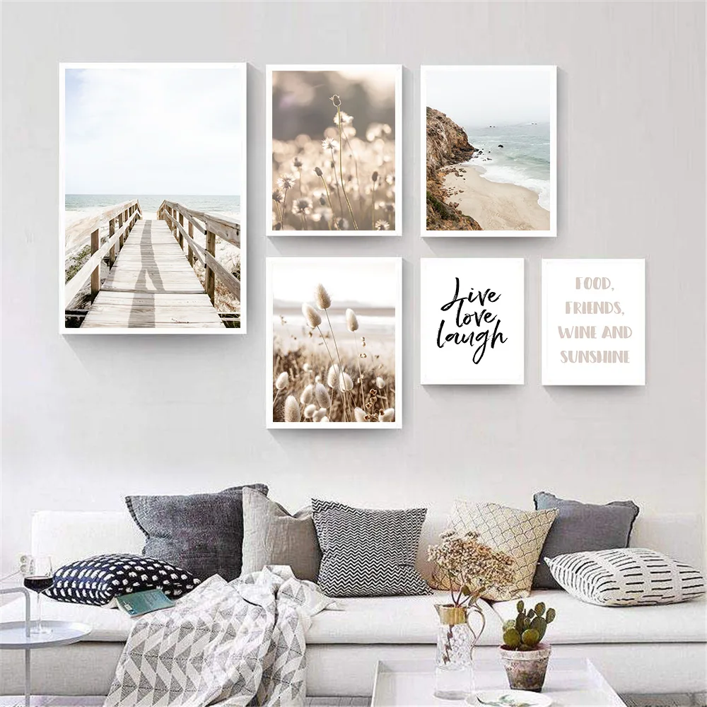 

Dandelion Weeds Plant Wall Art Canvas Painting Beach Wooden Trestle Landscape Art Print Quotes Poster Nordic Picture Home Decor