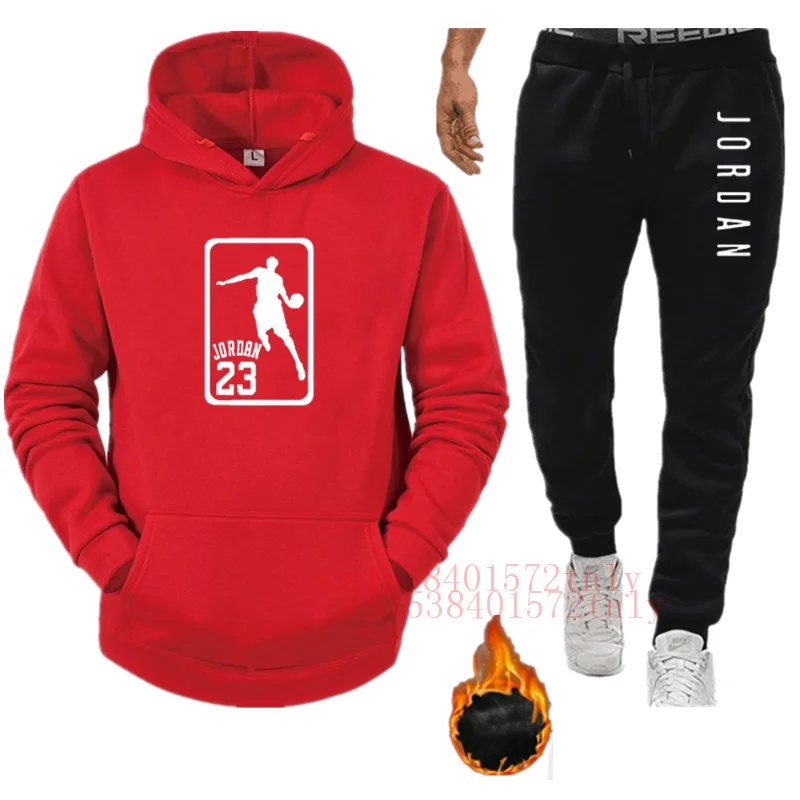 

2020 New Tracksuit Fashion Running Sets Men's Sportswear Two Piece Sets Cotton Fleece Thick Hoodie+Pants Sporting Suit Male
