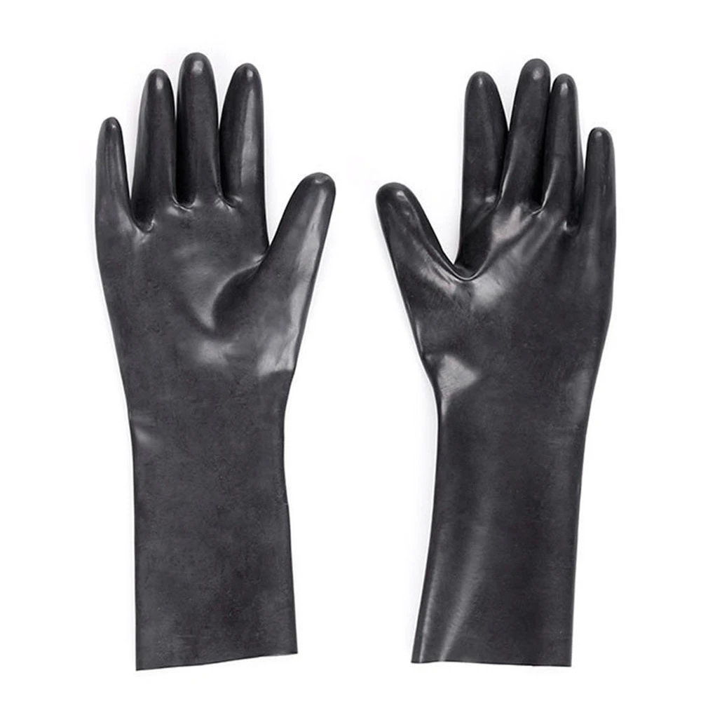 Перчатки женские из натурального латекса пикантные длинные черные варежки на