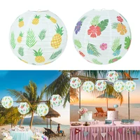 1p hawaii tropical theme round paper hanging lantern lamp paper craft diy summer party festival wedding home beach outdoor decor