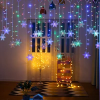2022 new christmas decoration curtain snowflake led string lights flashing lights curtain light waterproof outdoor party lights