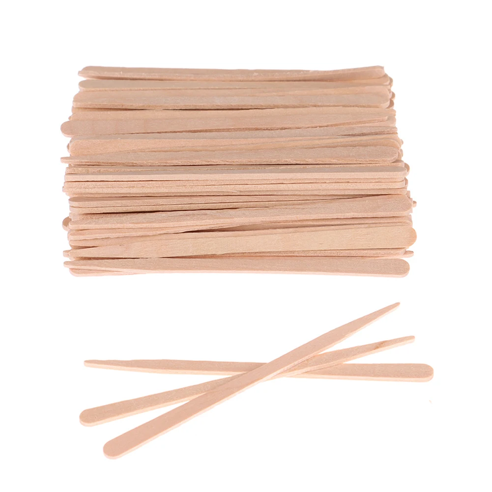 Шпатель деревянный 100 одноразовые палочки для удаления волос с языка воск
