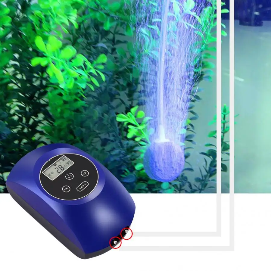 Аквариумный воздушный насос 8 Вт портативный Перезаряжаемый бесшумный двойной