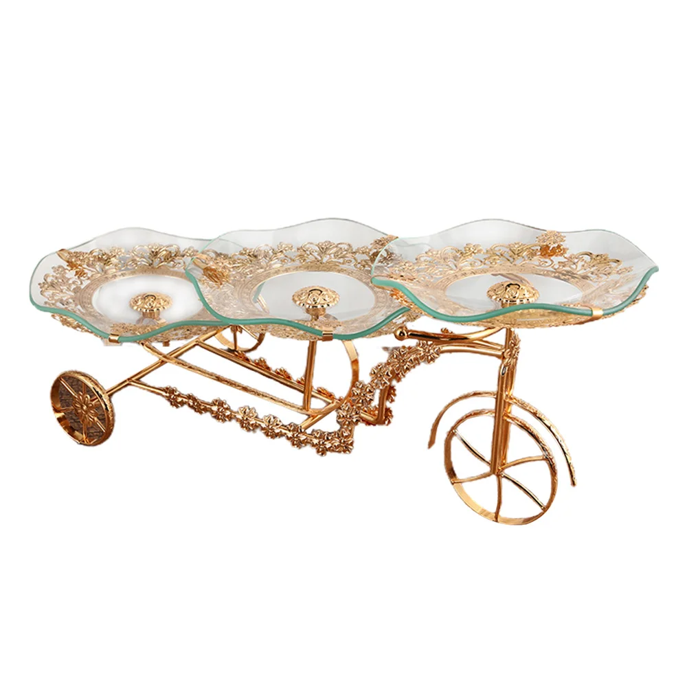 

Design Glass Fruit Plate Luxury Room Fruit Dessert Tray With Shelf