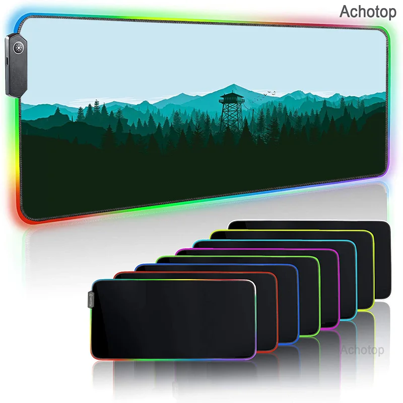 

Deep forest firewatch LED Gaming Mouse Pad Large RGB Computer Mause Pad XXL Gamer Keyboard Carpet Desk Mat PC Game Mouse Pad