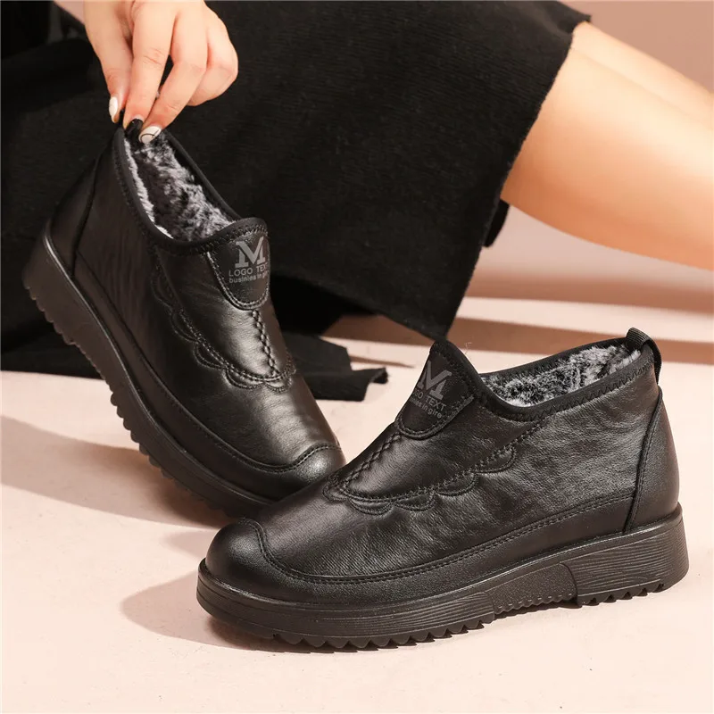 Зимняя женская обувь из хлопка нескользящая теплая для среднего и пожилого