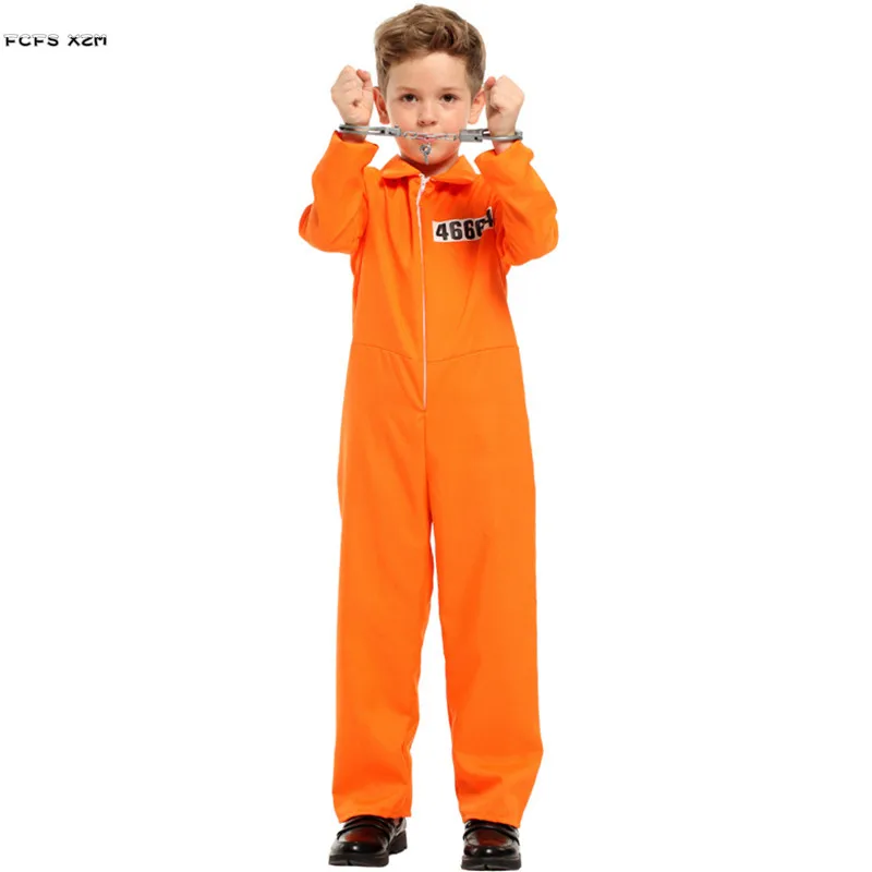 Оранжевые комбинезоны для мальчиков на Хэллоуин костюм заключенного униформа