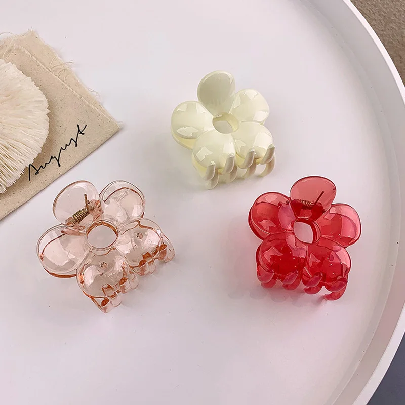 

Acrylic Resin Hair Claw Sweet Fairy Flowers Hairpin Clip Transparent Colored Styling Tools Barrettes Women Girls Sweet Colorful