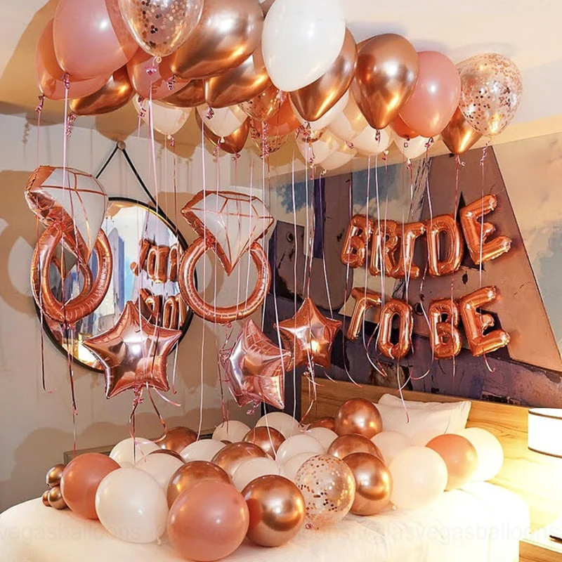 

50pcs/set Rose Gold Latex Bride To Be Letter Foil Balloons Wedding Decoration Valentines Day Party Bride Love Gift Supplies