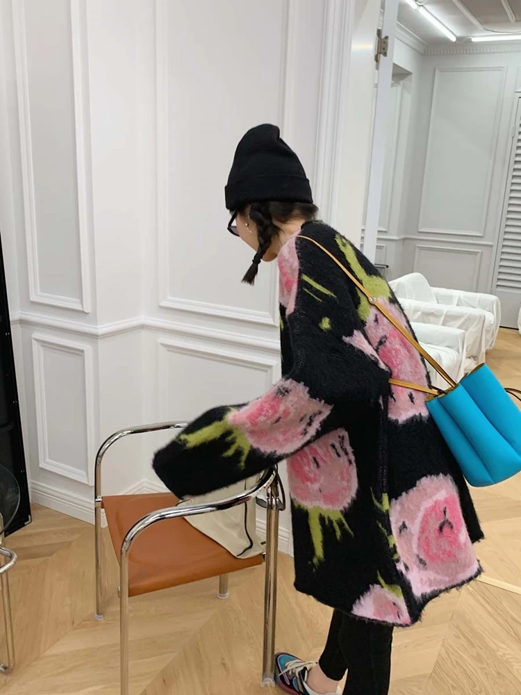 Flower Pattern Fashion Basic Hit Casual Regular 2020 Female Women Long Sleeve All Match College Wind Hit Hot Sale Sweaters New