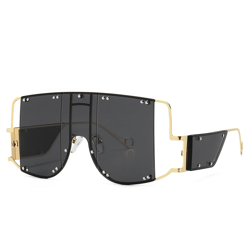 Gold black Модные квадратные солнцезащитные очки для женщин, новинка, большие розовые очки, роскошные дизайнерские солнцезащитные очки знаменитостей, ширина дужек, глобальная популярность - Цвет линз: Gold black