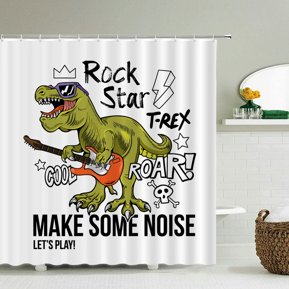 

Креативная Водонепроницаемая занавеска для душа с 3D рисунком мультяшных животных и динозавров, украшение для ванной комнаты, украшение для...