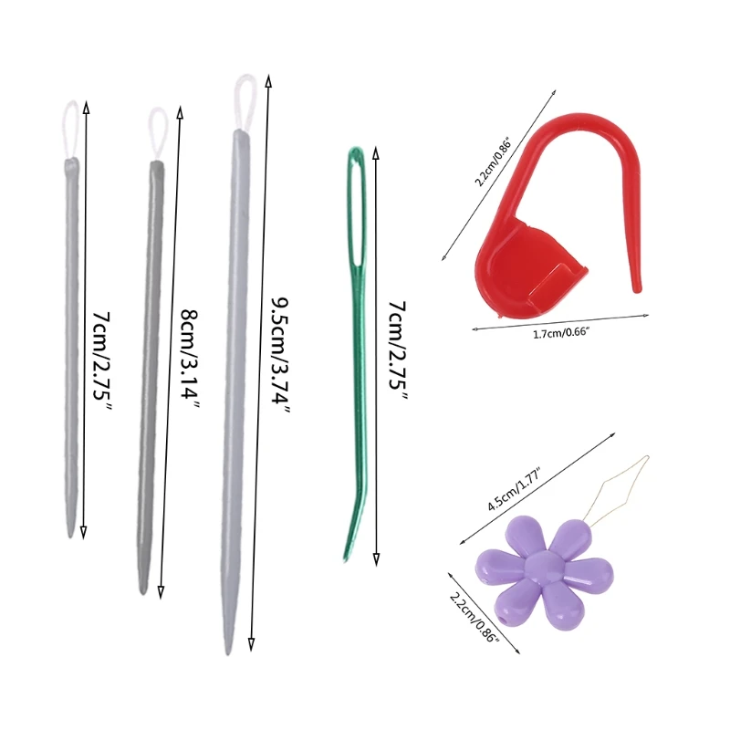 

Sewing Needles Kit Large Eye Needle with Thimble Flower Shape Threaders Knitting